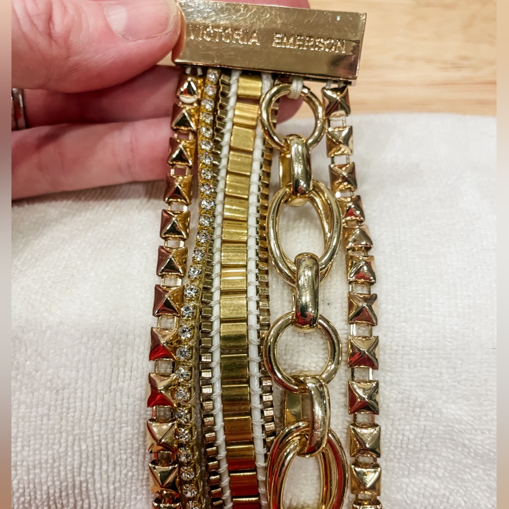Victoria Emerson boho cuff size large, gold hardware